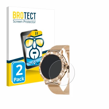 Parte frontal de un envase de producto con el logotipo de la marca BROTECT. Al lado se muestra el dispositivo walkbee Smartwat