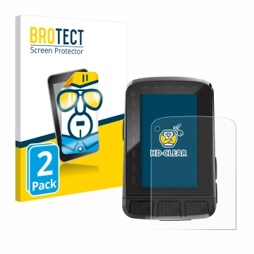 Parte frontal de un envase de producto con el logotipo de la marca BROTECT. Al lado se muestra el dispositivo Wahoo Elemnt Roa