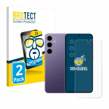 Parte frontal de un envase de producto con el logotipo de la marca BROTECT. Al lado se muestra el dispositivo Samsung Galaxy S