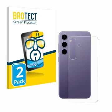 Parte frontal de un envase de producto con el logotipo de la marca BROTECT. Al lado se muestra el dispositivo Samsung Galaxy S