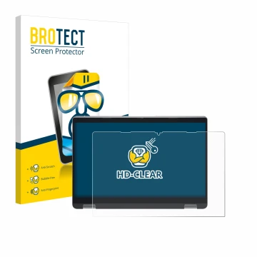 Parte frontal de un envase de producto con el logotipo de la marca BROTECT. Al lado se muestra el dispositivo Dell Latitude 53
