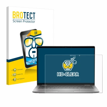 Parte frontal de un envase de producto con el logotipo de la marca BROTECT. Al lado se muestra el dispositivo Dell Latitude 74