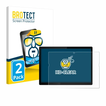 Parte frontal de un envase de producto con el logotipo de la marca BROTECT. Al lado se muestra el dispositivo Lenovo ThinkPad 