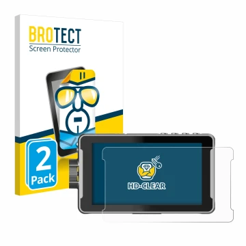 Parte frontal de un envase de producto con el logotipo de la marca BROTECT. Al lado se muestra el dispositivo Viltrox DC-550 P