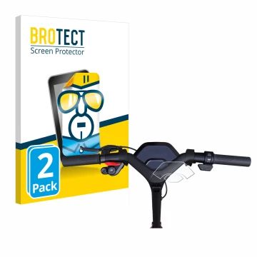 Parte frontal de un envase de producto con el logotipo de la marca BROTECT. Al lado se muestra el dispositivo Segway Ninebot P