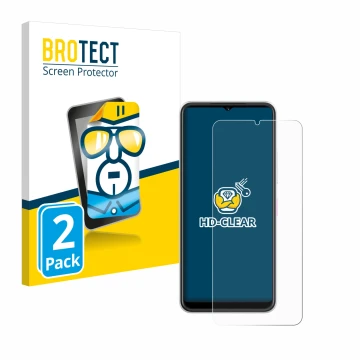 Parte frontal de un envase de producto con el logotipo de la marca BROTECT. Al lado se muestra el dispositivo Telekom T Phone 