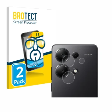 Parte frontal de un envase de producto con el logotipo de la marca BROTECT. Al lado se muestra el dispositivo Xiaomi Redmi Not