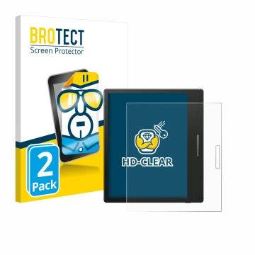 Parte frontal de un envase de producto con el logotipo de la marca BROTECT. Al lado se muestra el dispositivo Boox Go Color 7 