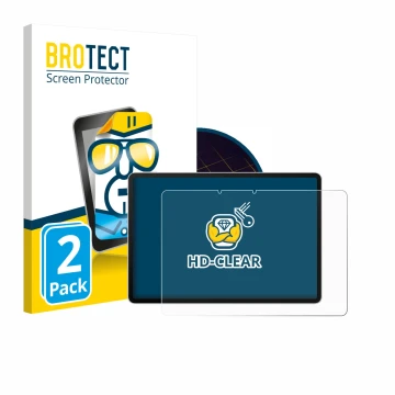 Parte frontal de un envase de producto con el logotipo de la marca BROTECT. Al lado se muestra el dispositivo Huawei MatePad 1