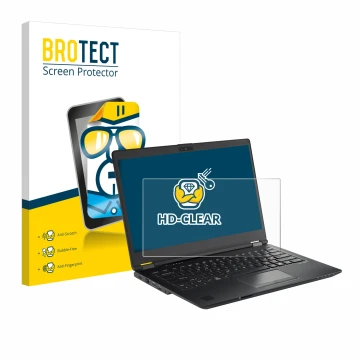 Parte frontal de un envase de producto con el logotipo de la marca BROTECT. Al lado se muestra el dispositivo Fujitsu Lifebook