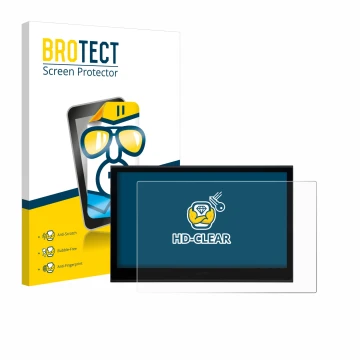 Parte frontal de un envase de producto con el logotipo de la marca BROTECT. Al lado se muestra el dispositivo Wacom Movink 13 