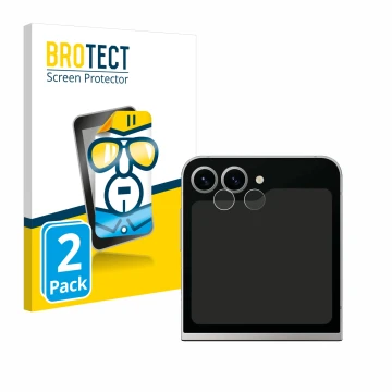 Parte frontal de un envase de producto con el logotipo de la marca BROTECT. Al lado se muestra el dispositivo Samsung Galaxy Z