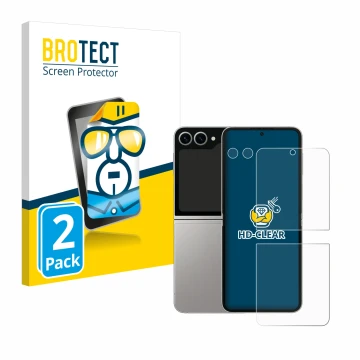 Parte frontal de un envase de producto con el logotipo de la marca BROTECT. Al lado se muestra el dispositivo Samsung Galaxy Z