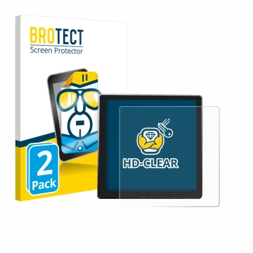 Parte frontal de un envase de producto con el logotipo de la marca BROTECT. Al lado se muestra el dispositivo Shelly Wall Disp