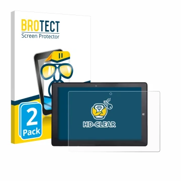 Parte frontal de un envase de producto con el logotipo de la marca BROTECT. Al lado se muestra el dispositivo Awow AiBook 10 c