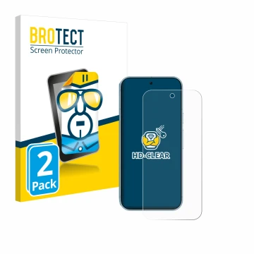 Parte frontal de un envase de producto con el logotipo de la marca BROTECT. Al lado se muestra el dispositivo Google Pixel 9 P