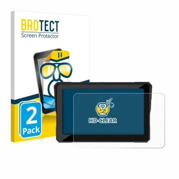 Parte frontal de un envase de producto con el logotipo de la marca BROTECT. Al lado se muestra el dispositivo Carpuride W702B 
