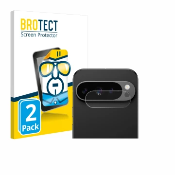 Parte frontal de un envase de producto con el logotipo de la marca BROTECT. Al lado se muestra el dispositivo Google Pixel 9 P