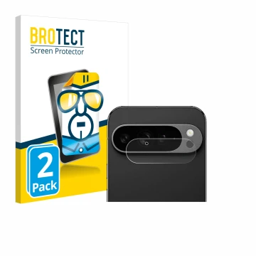 Parte frontal de un envase de producto con el logotipo de la marca BROTECT. Al lado se muestra el dispositivo Google Pixel 9 P