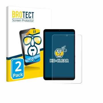 Parte frontal de un envase de producto con el logotipo de la marca BROTECT. Al lado se muestra el dispositivo Alldocube iPlay 