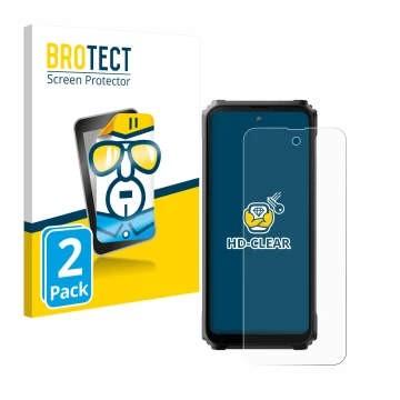 Parte frontal de un envase de producto con el logotipo de la marca BROTECT. Al lado se muestra el dispositivo Blackview BL9000