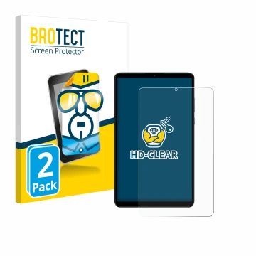 Parte frontal de un envase de producto con el logotipo de la marca BROTECT. Al lado se muestra el dispositivo Xiaomi Redmi Pad