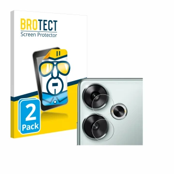 Parte frontal de un envase de producto con el logotipo de la marca BROTECT. Al lado se muestra el dispositivo Xiaomi Poco F6 (