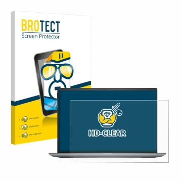 Parte frontal de un envase de producto con el logotipo de la marca BROTECT. Al lado se muestra el dispositivo Dell Precision 5