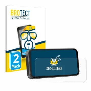 Parte frontal de un envase de producto con el logotipo de la marca BROTECT. Al lado se muestra el dispositivo Carpuride W603D 