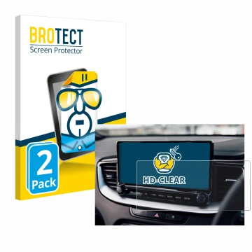 Parte frontal de un envase de producto con el logotipo de la marca BROTECT. Al lado se muestra el dispositivo Kia XCeed 2024 c