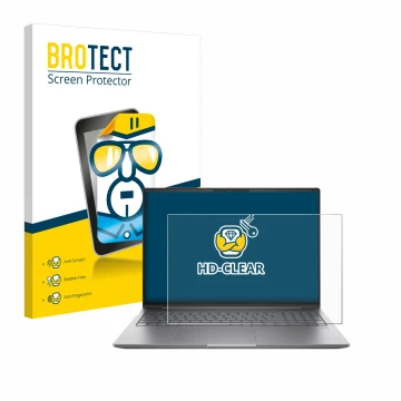 Parte frontal de un envase de producto con el logotipo de la marca BROTECT. Al lado se muestra el dispositivo HP ZBook Power 1