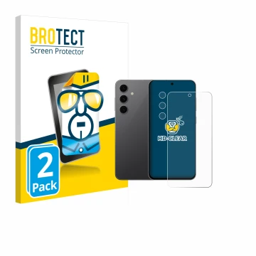Parte frontal de un envase de producto con el logotipo de la marca BROTECT. Al lado se muestra el dispositivo Samsung Galaxy S