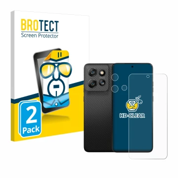 Parte frontal de un envase de producto con el logotipo de la marca BROTECT. Al lado se muestra el dispositivo Motorola ThinkPh