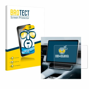 Parte frontal de un envase de producto con el logotipo de la marca BROTECT. Al lado se muestra el dispositivo Polestar 4 2025 