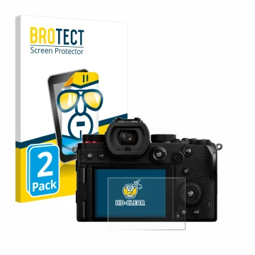Parte frontal de un envase de producto con el logotipo de la marca BROTECT. Al lado se muestra el dispositivo Panasonic Lumix 