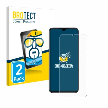 Parte frontal de un envase de producto con el logotipo de la marca BROTECT. Al lado se muestra el dispositivo Doogee N50 Pro c