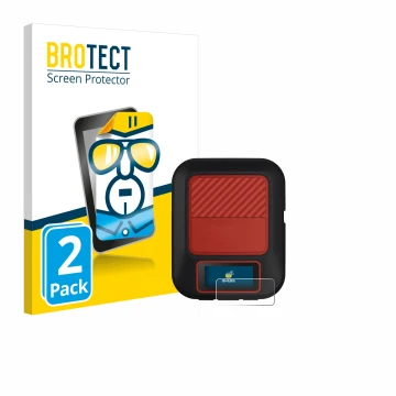 Parte frontal de un envase de producto con el logotipo de la marca BROTECT. Al lado se muestra el dispositivo Garmin inReach M