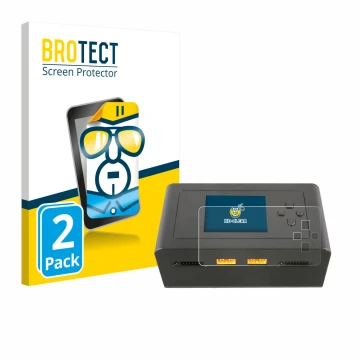 Parte frontal de un envase de producto con el logotipo de la marca BROTECT. Al lado se muestra el dispositivo Gens Ace IMARS D