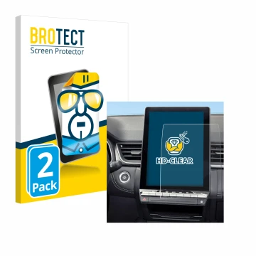 Parte frontal de un envase de producto con el logotipo de la marca BROTECT. Al lado se muestra el dispositivo Renault Symbioz 