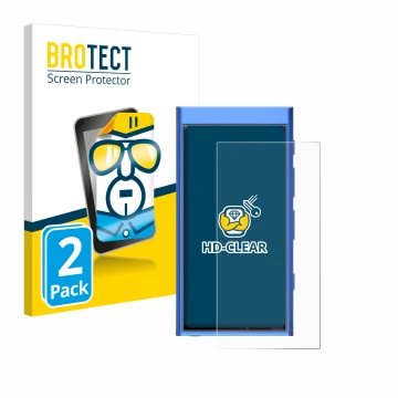 Parte frontal de un envase de producto con el logotipo de la marca BROTECT. Al lado se muestra el dispositivo Hiby Digital M30
