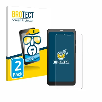 Parte frontal de un envase de producto con el logotipo de la marca BROTECT. Al lado se muestra el dispositivo Boox Palma 2 con