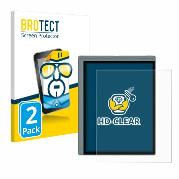 Parte frontal de un envase de producto con el logotipo de la marca BROTECT. Al lado se muestra el dispositivo Bigme B1051C con