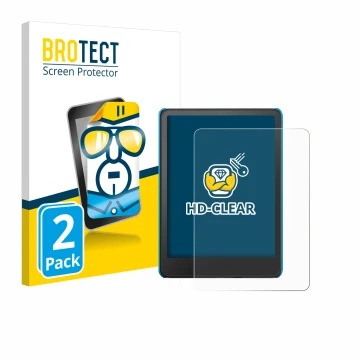 Parte frontal de un envase de producto con el logotipo de la marca BROTECT. Al lado se muestra el dispositivo Amazon Kindle Pa