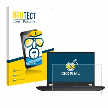 Parte frontal de un envase de producto con el logotipo de la marca BROTECT. Al lado se muestra el dispositivo Lenovo ThinkPad 