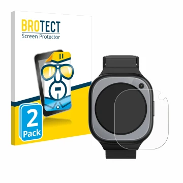 Parte frontal de un envase de producto con el logotipo de la marca BROTECT. Al lado se muestra el dispositivo Xplora X6Pro con