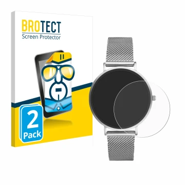 Parte frontal de un envase de producto con el logotipo de la marca BROTECT. Al lado se muestra el dispositivo Xcoast X-Watch S