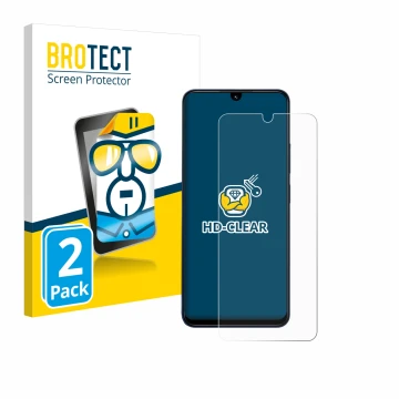 Parte frontal de un envase de producto con el logotipo de la marca BROTECT. Al lado se muestra el dispositivo Xiaomi Redmi 14C