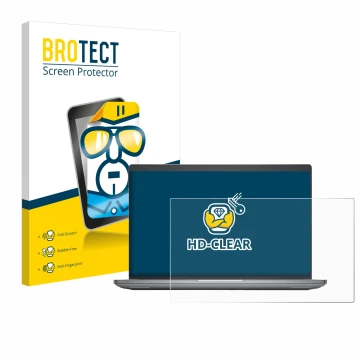 Parte frontal de un envase de producto con el logotipo de la marca BROTECT. Al lado se muestra el dispositivo Dell Precision 3