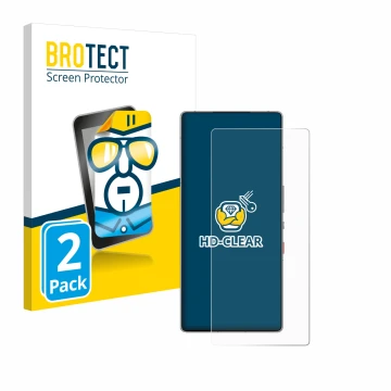 Parte frontal de un envase de producto con el logotipo de la marca BROTECT. Al lado se muestra el dispositivo ZTE Nubia Red Ma