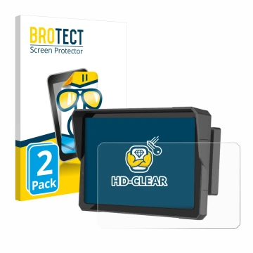 Parte frontal de un envase de producto con el logotipo de la marca BROTECT. Al lado se muestra el dispositivo Carpuride W702B 